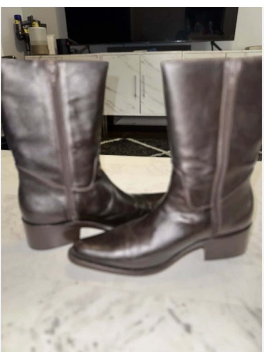 $389 Frye Rush Zip Brown Real Leather Mid-Calf Leather Fall Winter Zip Up Boots